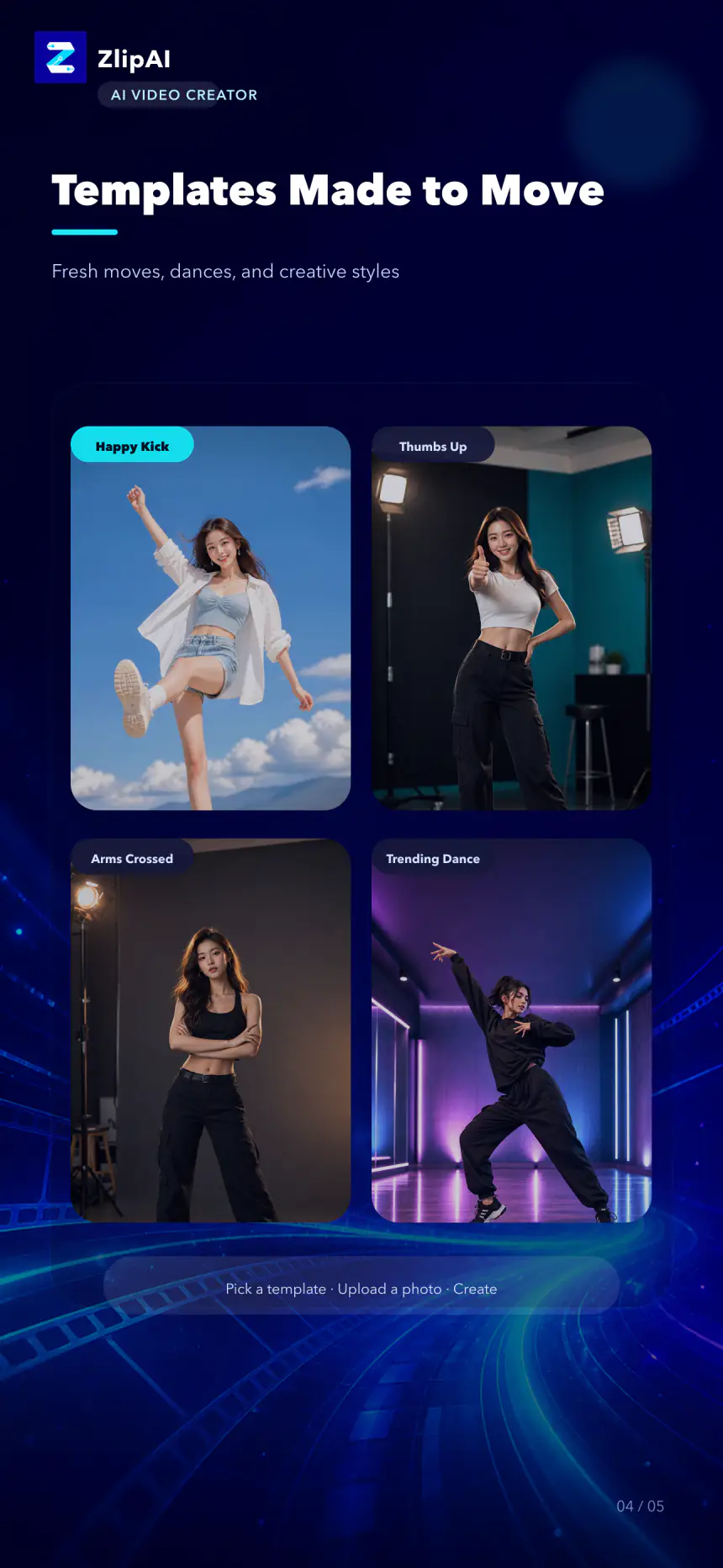 ZlipAI trending video templates